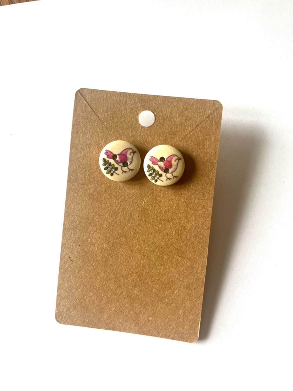 2/$15- Pink Bird Earrings Handmade